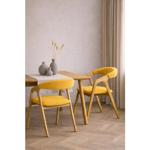 PRODUCENT Krzesło Dębowe KR-201 Kolor Tkaniny Żółty